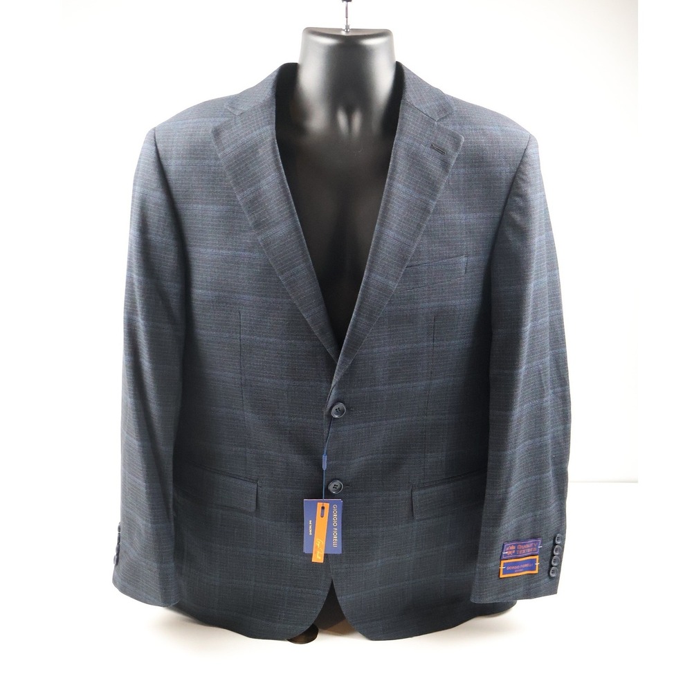 Giorgio Fiorelli Suit 2BT Vent Nopleat Blue Plaid 42R 36W NWT
